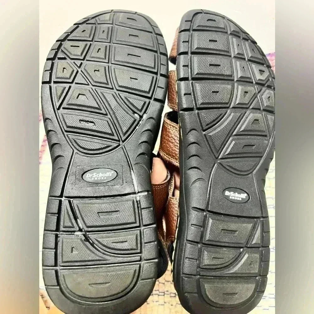Dr. Scholl's Men’s Gaston‎ Brown Leather Fisherman's Sandals Memory foam Sz10